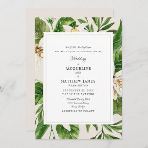 Elegant  Foliage Bride Parents Cream Wedding Matte Invitation