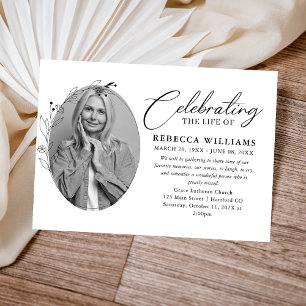 Elegant Foliage Calligraphy Celebration of Life  Invitation