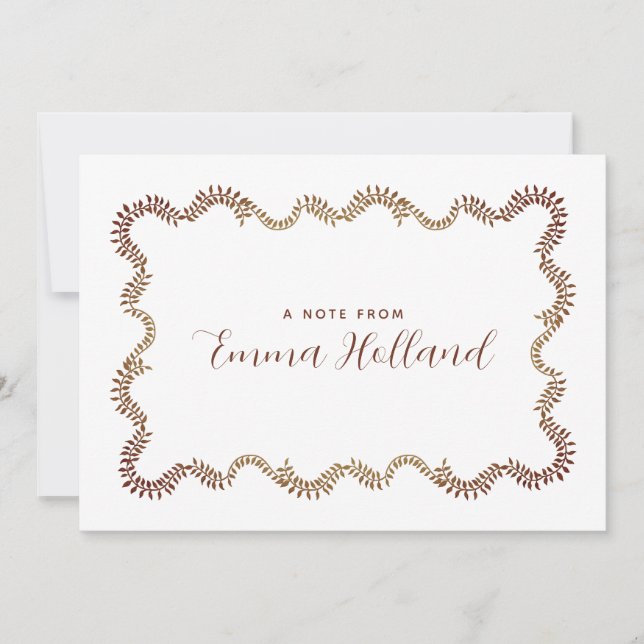 Elegant Foliage Frame Botanical Personalized Announcement (Front)