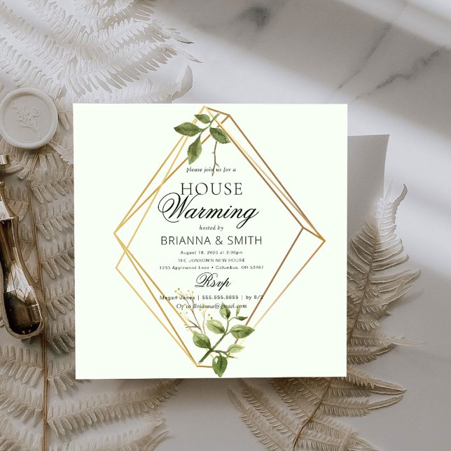 Elegant Foliage Geometric Housewarming  Invitation (Creator Uploaded)