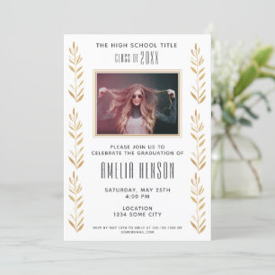 Elegant Foliage Graduate Photo Graduation Party Invitation