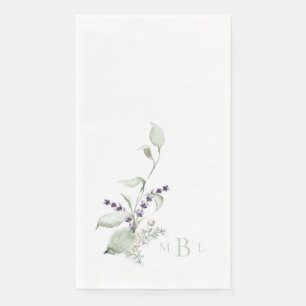 Elegant Foliage Lavender Mint Monogram Wedding  Napkin