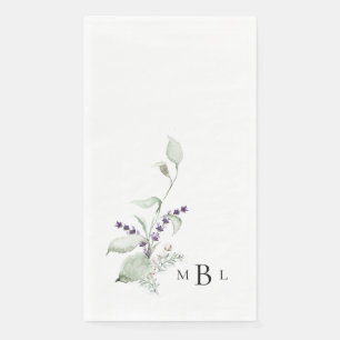 Elegant Foliage Lavender Monogram Wedding  Napkin