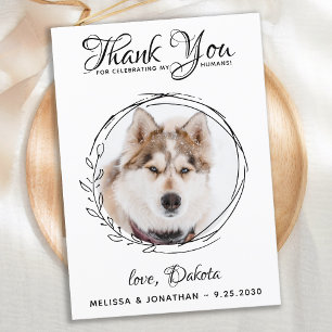 Elegant Foliage Leaves Pet Photo Dog Wedding Thank You Card
