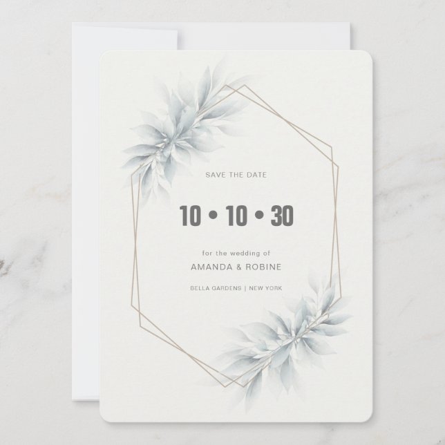 Elegant Foliage Modern Save The Date (Front)