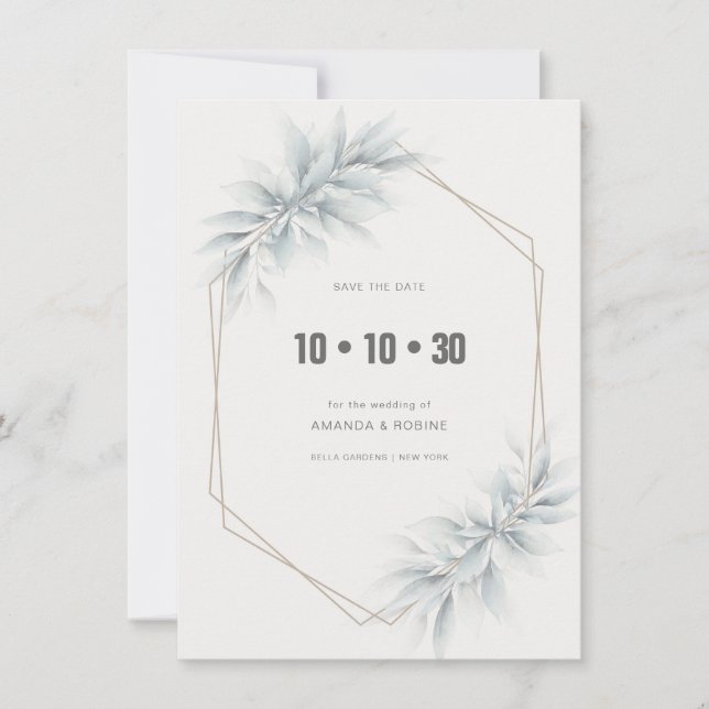 Elegant Foliage Modern Save The Date (Front)