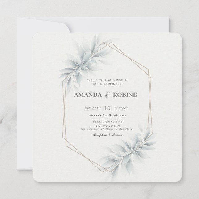 Elegant Foliage Modern Wedding Invitation (Front)