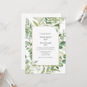 Elegant Foliage No Parents Wedding Invitation