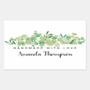 Elegant Foliage Personalized Handmade With Love Sticker