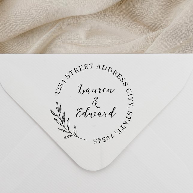 Elegant Foliage Wedding Return Address Self-inking Stamp (Creator Uploaded)