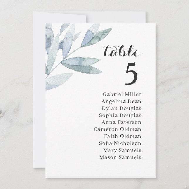 Elegant foliage wedding seating chart. Grey table Invitation (Front)