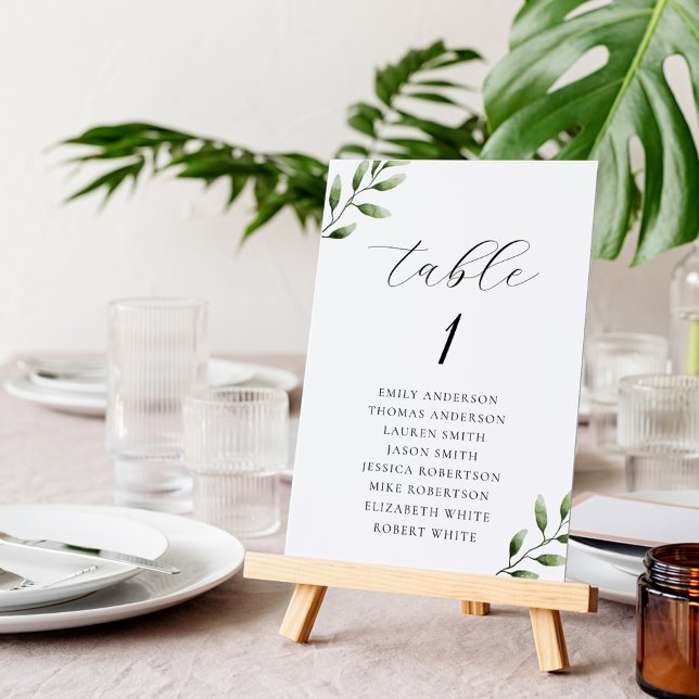 Elegant Foliage Wedding Seating Chart Table Number (Creator Uploaded)