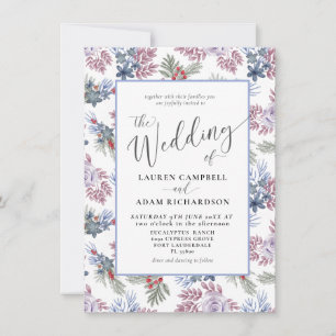 Elegant  Foliage Winter Watercolor Wedding Invitation