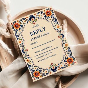Elegant Folk Botanical Mexican RSVP Card