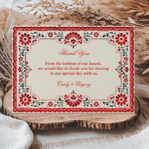 Elegant Folk Botanical Mexican Thank You Card
