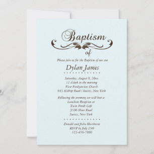 Elegant Font Blue Baptism Invitation