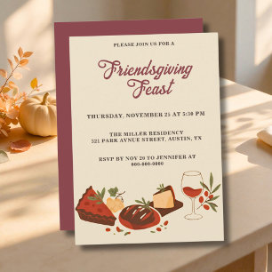 Elegant Food & Wine Friendsgiving Feast Invitation