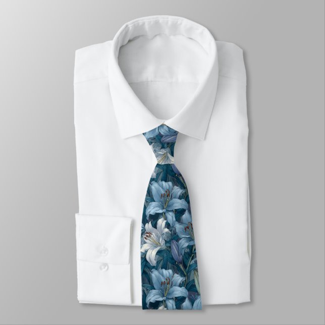 Elegant For Him Lilies Flower Tie (Tied)