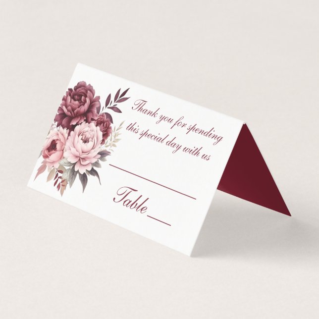 Elégant Foral Aquarelle Peonies Mariage Bourgogne (Front)