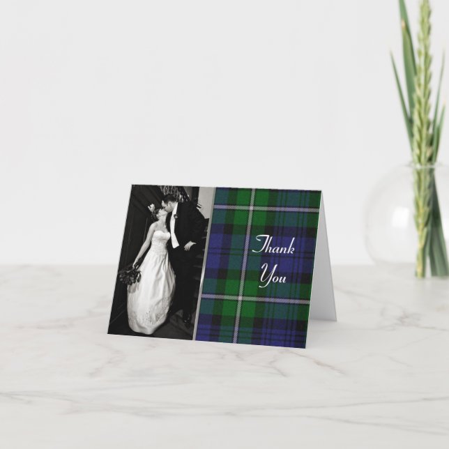 Elegant Forbes Plaid Photo Thank You Card (Front)