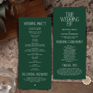 Elegant Forest Emerald Typography Wedding Program