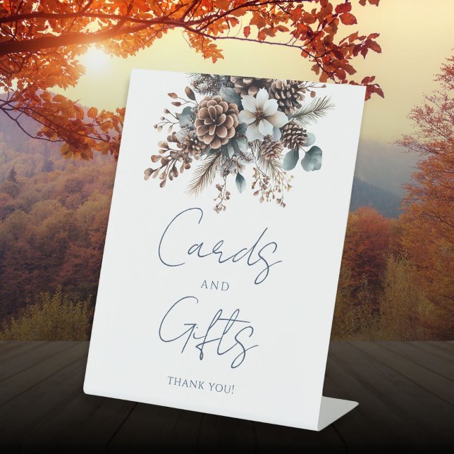 Elegant Forest Floral Pinecone Cards And Gifts Pedestal Sign (Elegant Forest Floral Pinecone Cards And Gifts Pedestal Sign)