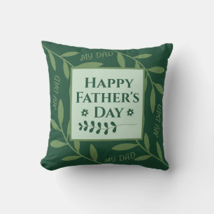 Elegant Forest Green Botanical Dad Throw Pillow