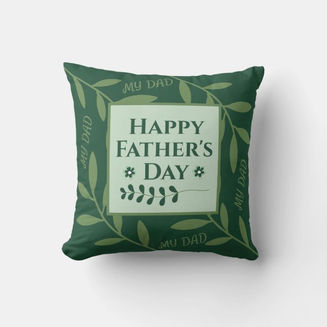 Elegant Forest Green Botanical Dad Throw Pillow (Front)