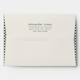 Elegant Forest Green Check Pattern Business Envelope