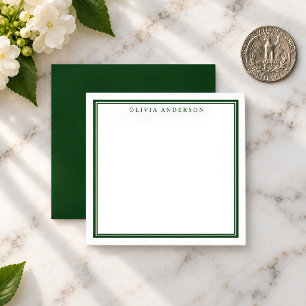 Elegant Forest Green Double Border Note Card