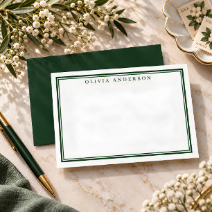 Elegant Forest Green Double Border Note Card