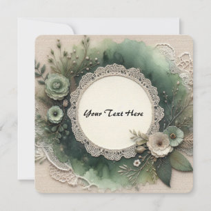 Elegant Forest Green Frame with Flowers Invitation
