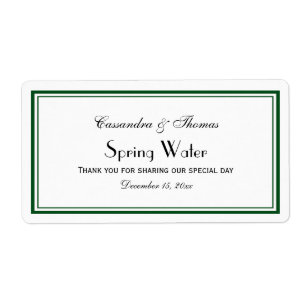 Elegant Forest Green Framed H Water Bottle Label