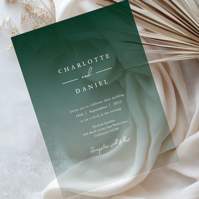 Elegant Forest Green Gradient Acrylic Wedding Acrylic Invitations (Elegant Forest Green Gradient Acrylic Wedding Acrylic Invitations)