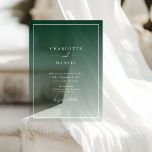 Elegant Forest Green Gradient Acrylic Wedding Acrylic Invitations