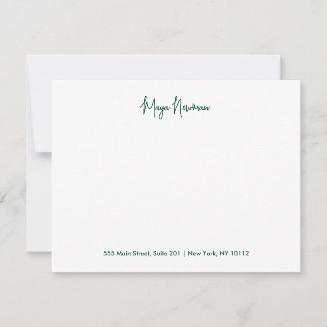 ELEGANT FOREST GREEN SIGNATURE MONOGRAM NAME CARD (Front)