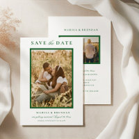 Elegant Forest Green Two Sided Photo Wedding