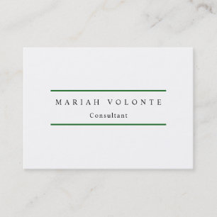 Elegant Forest Green White Minimalist Plain Modern Business Card