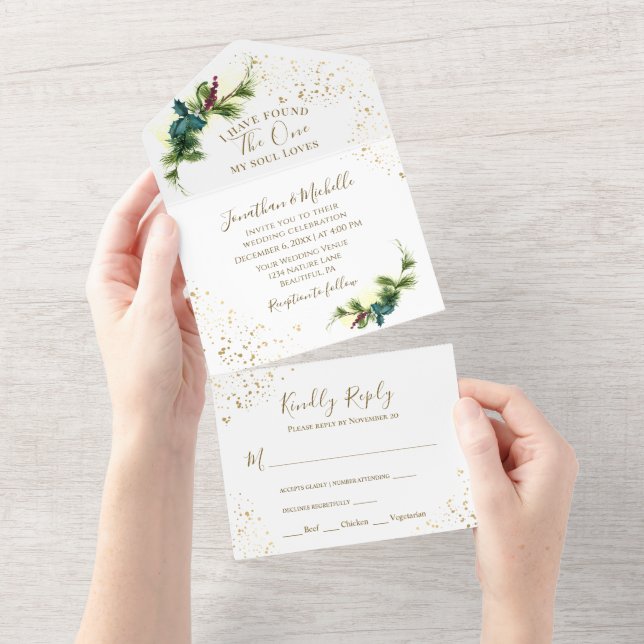 Elegant Forest Greenery Christian Wedding All In One Invitation (Tearaway)