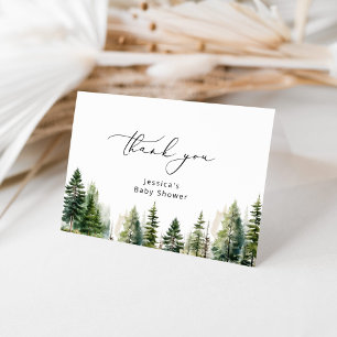Elegant forest pine trees baby shower thank you card