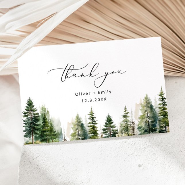 Elegant forest pine trees wedding thank you card (Creator Uploaded)