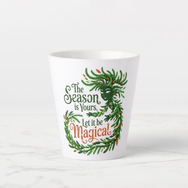 Elegant Forest Queen Magical Christmas Drinkware Latte Mug (Front)
