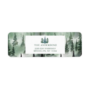 Elegant Forest Tree Christmas Return Address Lab 
