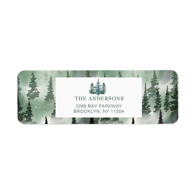 Elegant Forest Tree Christmas Return Address Lab  (Front)