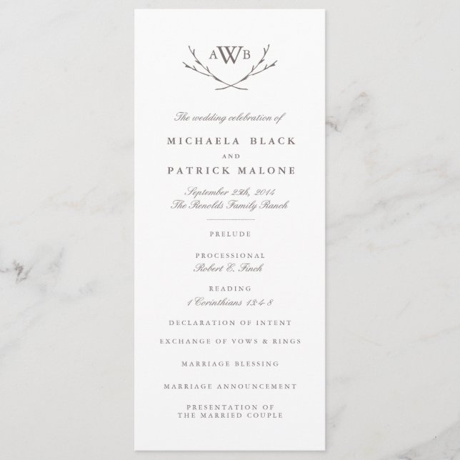 Elegant Forest Wedding Program (Front)