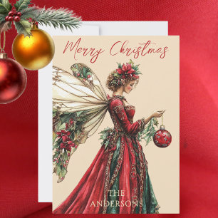 Elegant Forestcore Christmas Fairy Holiday  Card