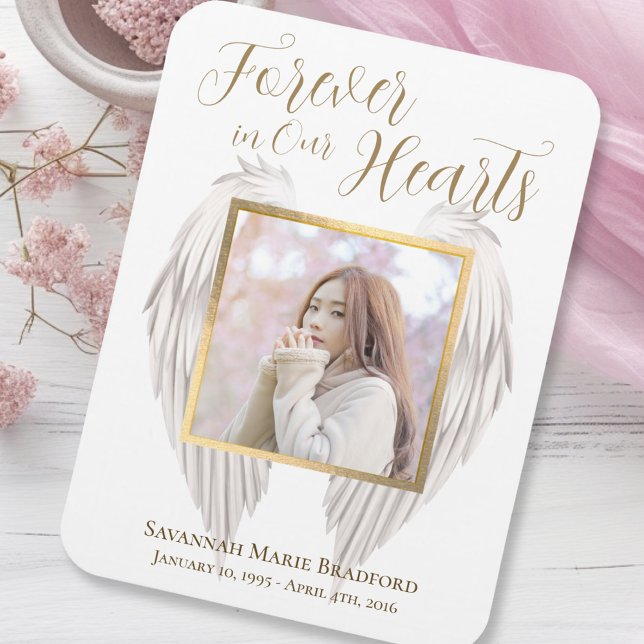 Elegant Forever in Our Hearts Angel Wings Photo Magnet (Creator Uploaded)