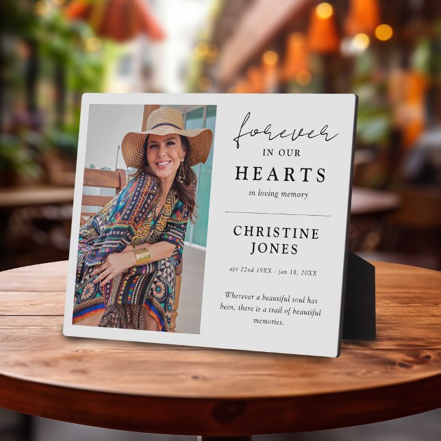 Elegant Forever in our Hearts Memorial Photo Plaque (Creator Uploaded)