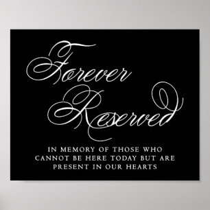 Elegant Forever Reserved White Script   Memorial Poster