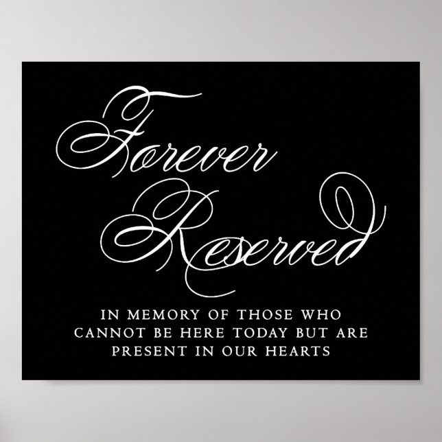 Elegant Forever Reserved White Script | Memorial Poster (Front)
